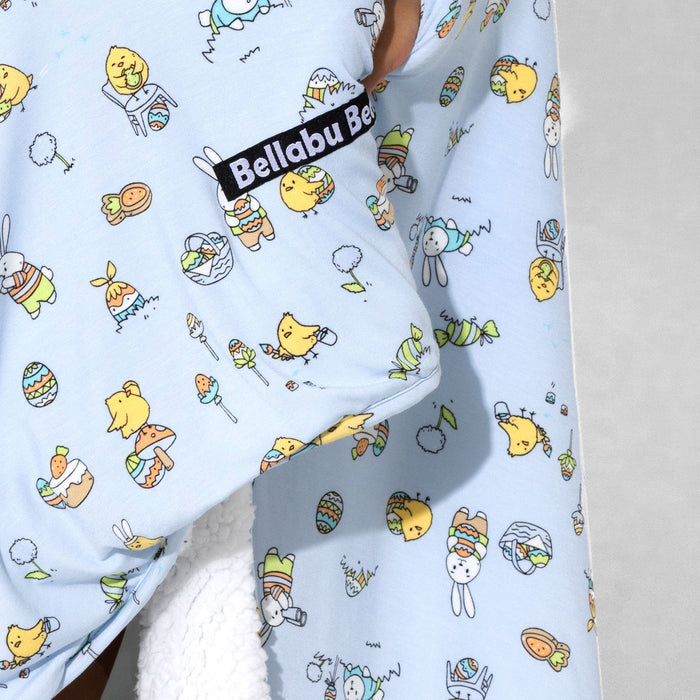 Easter Bunny Blue Bamboo Blanket