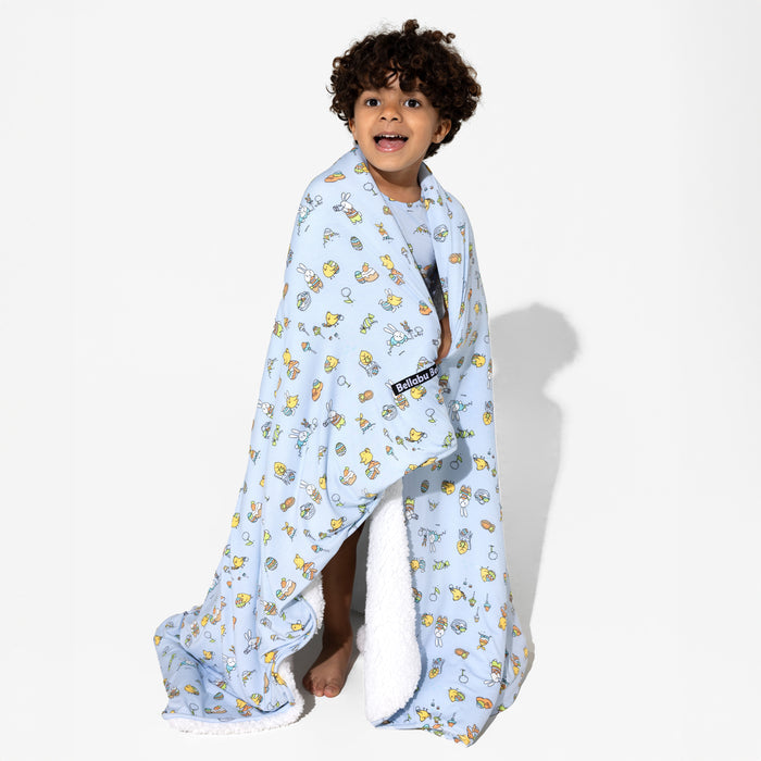 Easter Bunny Blue Bamboo Blanket