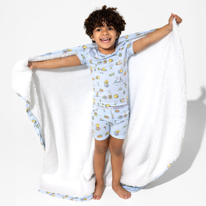 Easter Bunny Blue Bamboo Blanket