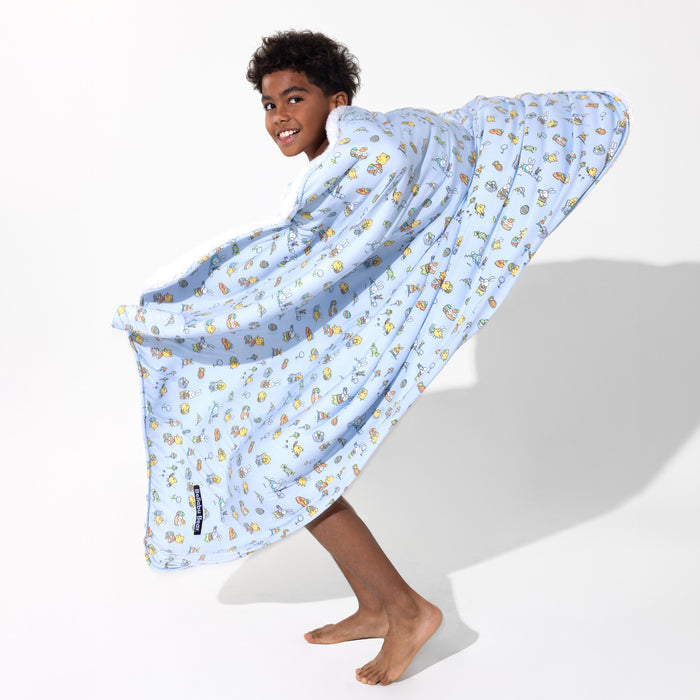 Easter Bunny Blue Bamboo Blanket