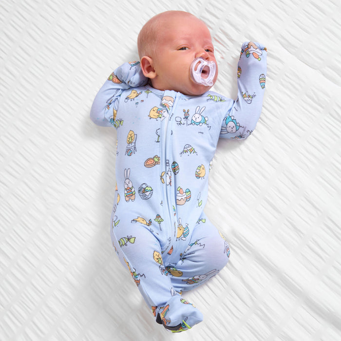 Easter Bunny Blue Bamboo Convertible Footie