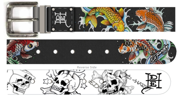 Ed Hardy 38mm Coi and Skull Reversible Belt - BX91623EHQA