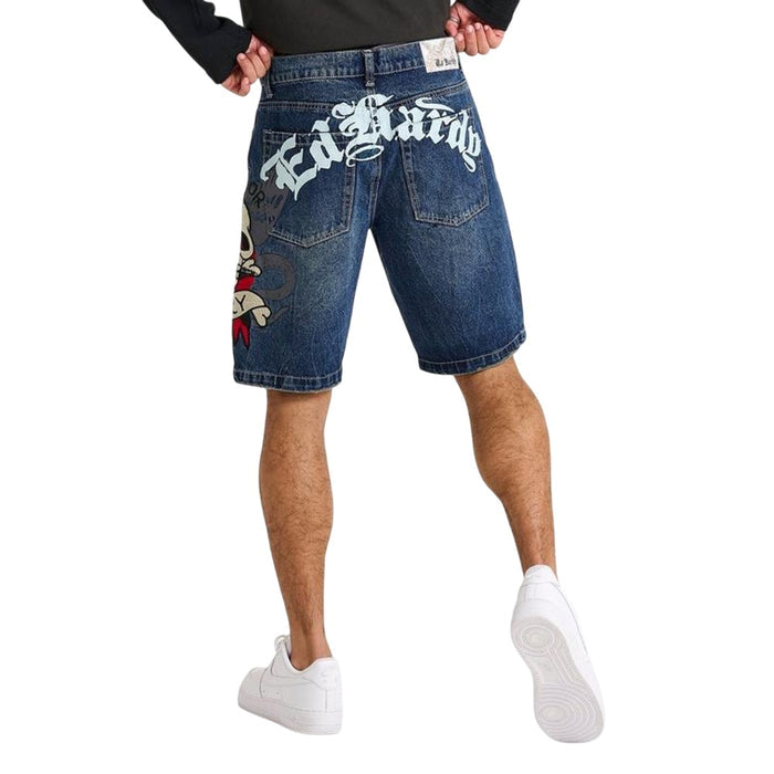 Ed Hardy Death or Glory Skull Denim Skater Short - MEHD8002-7