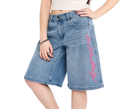 Ed Hardy Flower Diamond Rhinestone Embroidered Jorts - WEHD8002-7RS