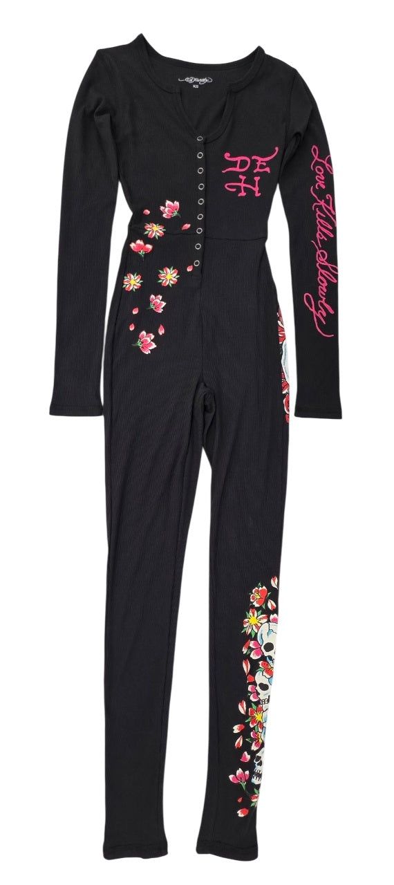Ed Hardy Flower Skull Long Sleeve Pajama - EHW9004-1FN