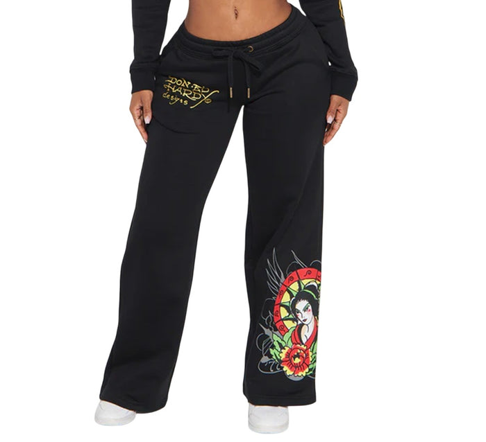 Ed Hardy Lady Flower Sweatpant Black - EHW8200-70