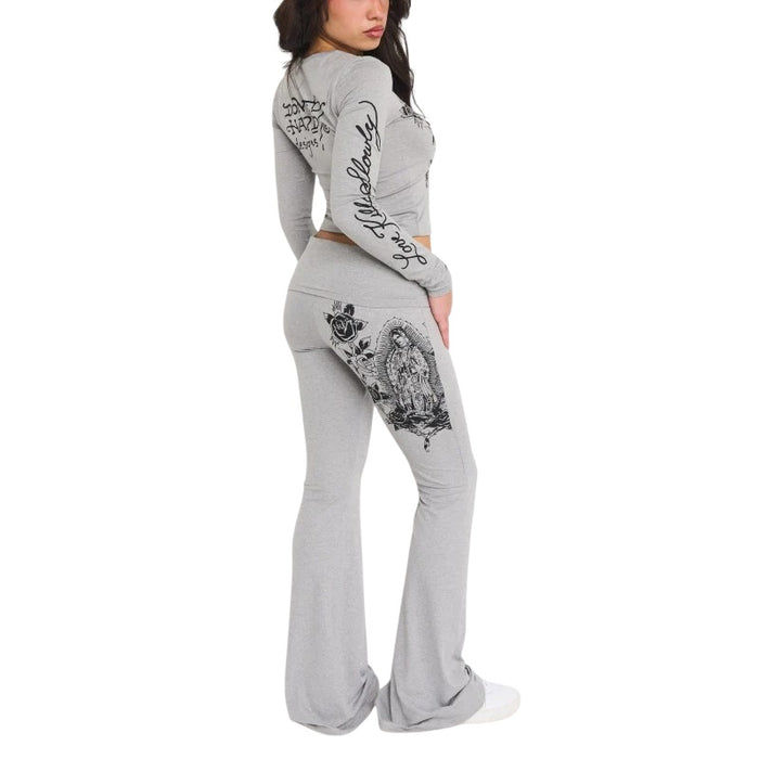 Ed Hardy Mary Fold Over Yoga Pants - EHW1009-1