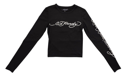 Ed Hardy Panther Snake Long Sleeve Crop Shirt - EHW1419-2