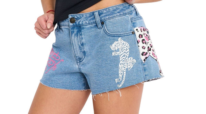 Ed Hardy Pink Leopard Denim Short - WEHD8000-14