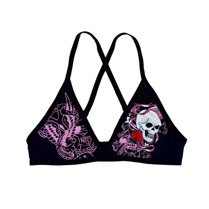 Ed Hardy Ribbon Skull Criss Cross Bralette - EHW0009-4