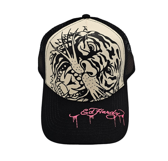 Ed Hardy Tiger Outline Hat Ivory/Black - EHH0001-10