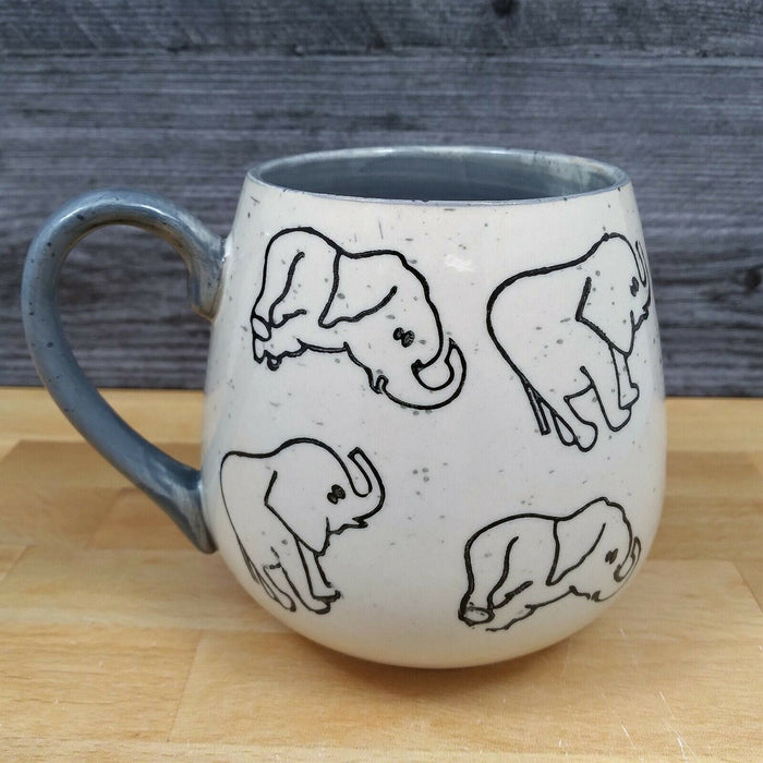 Elephant Design Coffee Mug 20oz in Yellow and White 591ml Stoneware Tea Cup