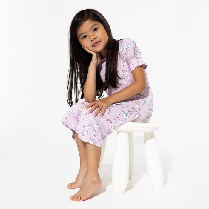 Enchanted Unicorn Bamboo Girls' Short Sleeve Dress
