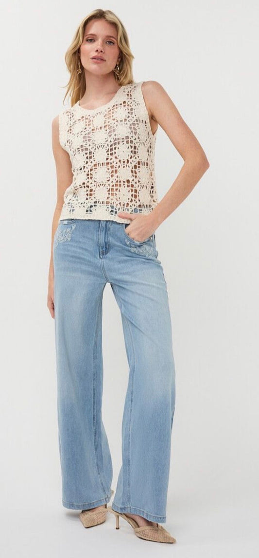 ESQUALO SINGLET FANCY TAPE YARN TOP