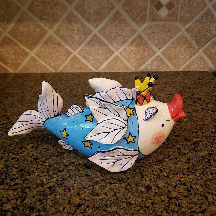 Fairy Cod Mother Teapot Serving Kitchen Ceramics Tea Pot Blue Sky Diane Artware