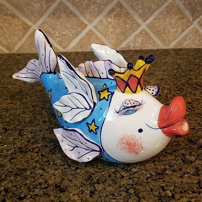 Fairy Cod Mother Teapot Serving Kitchen Ceramics Tea Pot Blue Sky Diane Artware