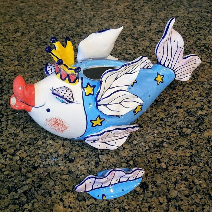 Fairy Cod Mother Teapot Serving Kitchen Ceramics Tea Pot Blue Sky Diane Artware