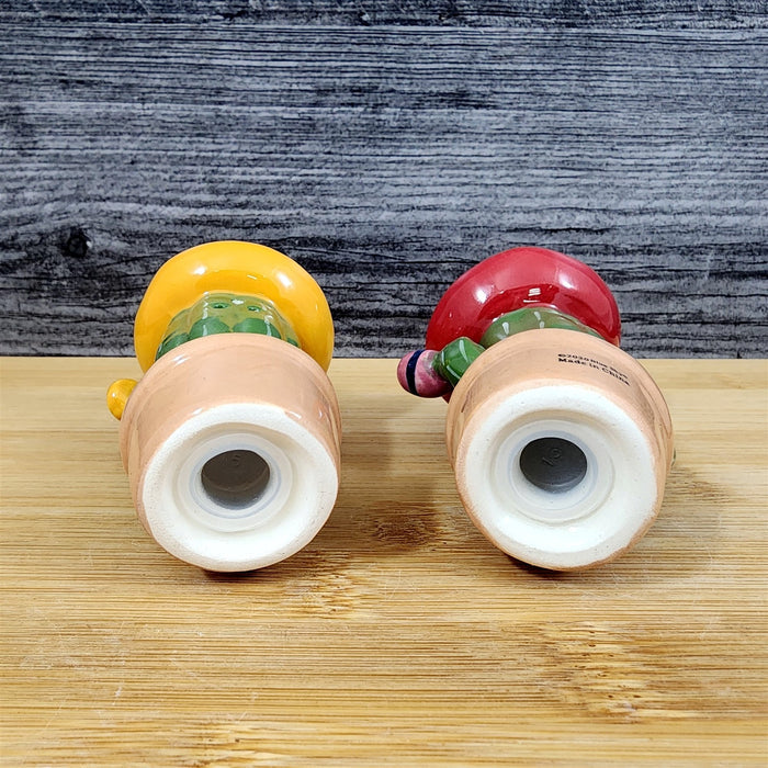 Fiesta Time Salt Pepper Set Mariachi Mexican Music Ceramic Cactus Blue Sky Decor