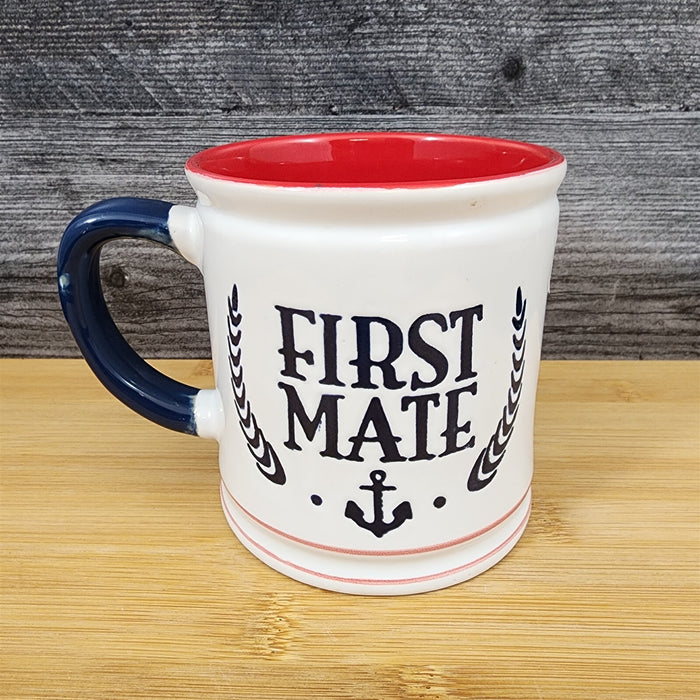 First Mate Nautical Coffee Mug 17oz (455ml) Embossed Blue Sky Ceramic Tea Cup