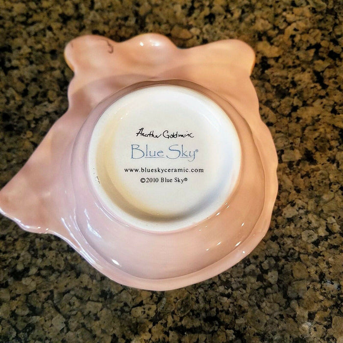 Flamingo Dip Bowl with Spreader Ceramic Blue Sky Heather Goldminc Kitchen Decor