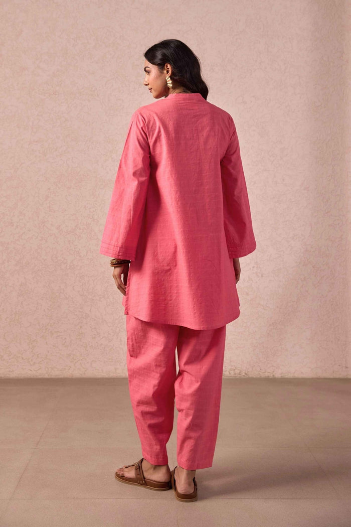 Flamingo Solid Check Cotton Coord Set - Tara - C - Tara