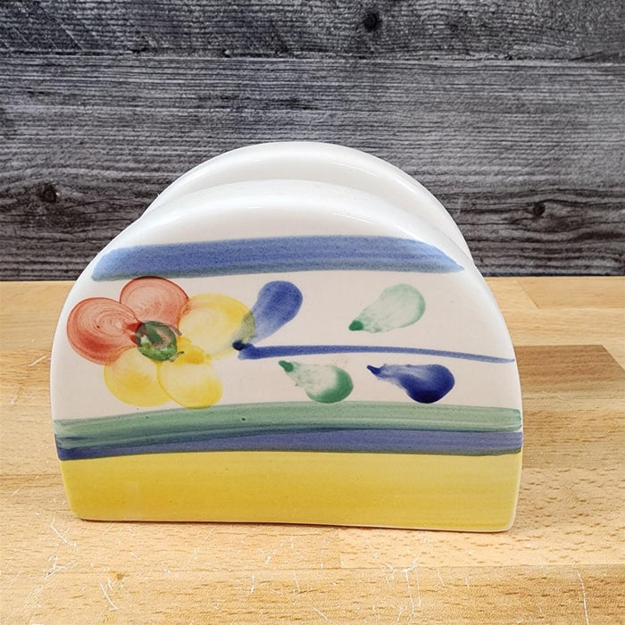 Floral Letter Card Napkin Holder Hand Painted by Alco Industries Ceramic Vintage