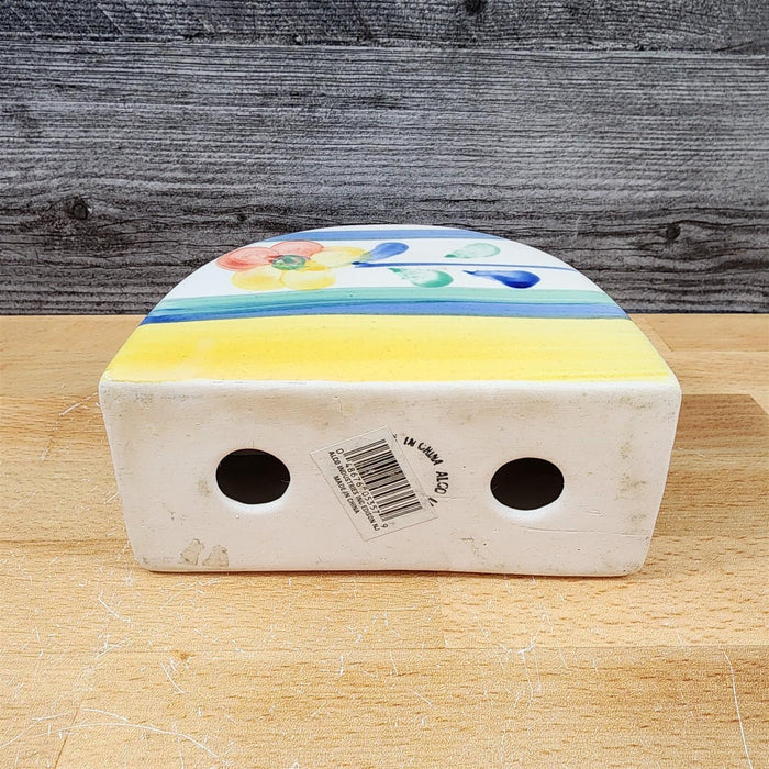 Floral Letter Card Napkin Holder Hand Painted by Alco Industries Ceramic Vintage