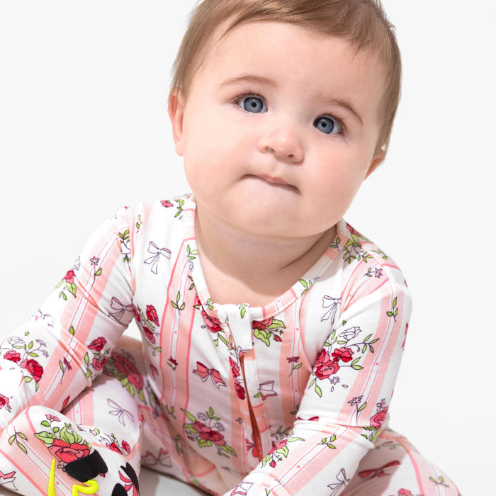 Floral Stripes Bamboo Convertible Footie