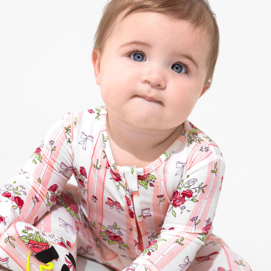 Floral Stripes Bamboo Convertible Footie