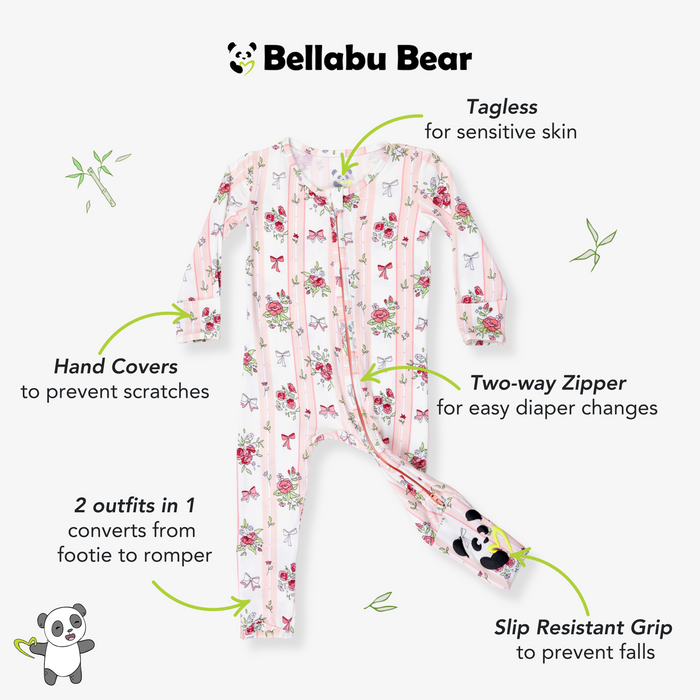 Floral Stripes Bamboo Convertible Footie