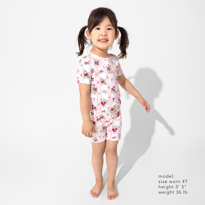 Floral Stripes Bamboo Kids Pajama Short Set