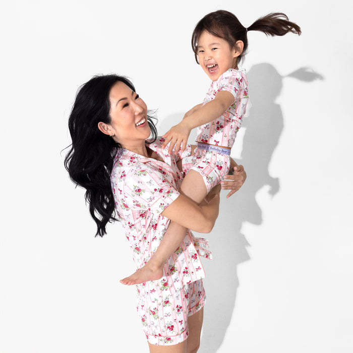 Floral Stripes Bamboo Kids Pajama Short Set