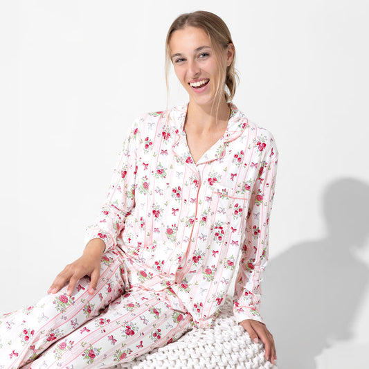 Floral Stripes Bamboo Women's Pajama Set