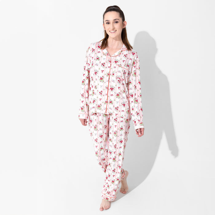 Floral Stripes Bamboo Women's Pajama Set
