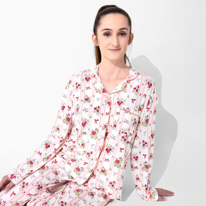 Floral Stripes Bamboo Women's Pajama Set