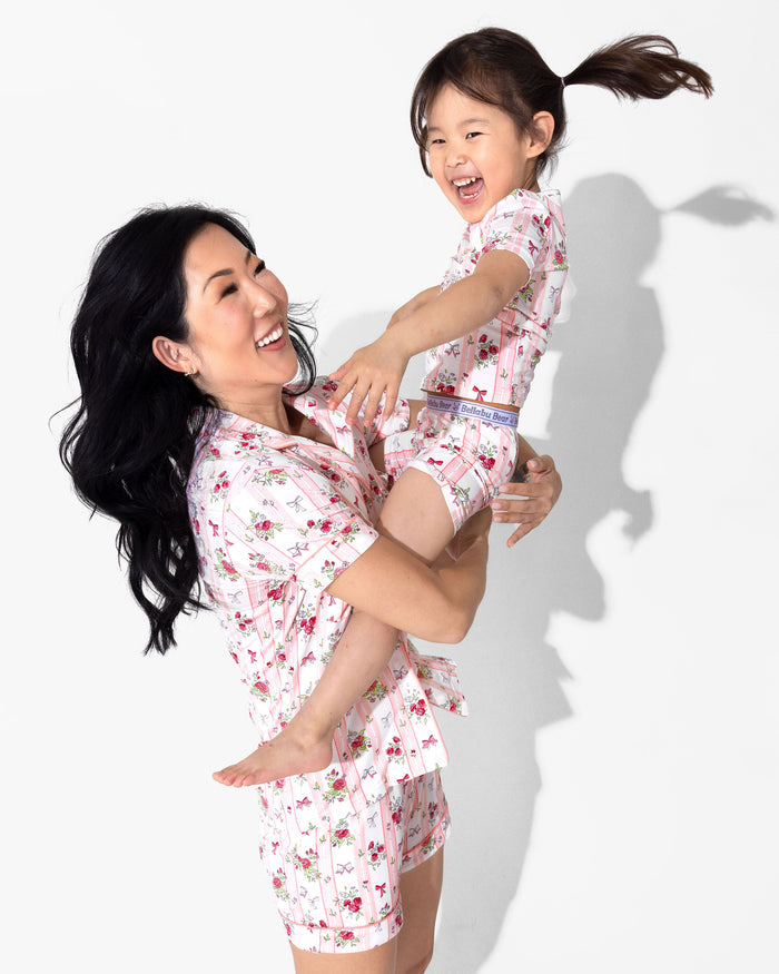 Floral Stripes Bamboo Women's Pajama Short Set