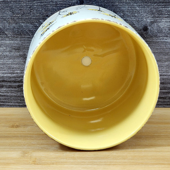 Flower Garden Planter Utensil Holder Daisy Plant Bee Ceramic Blue Sky Yellow 6.5in