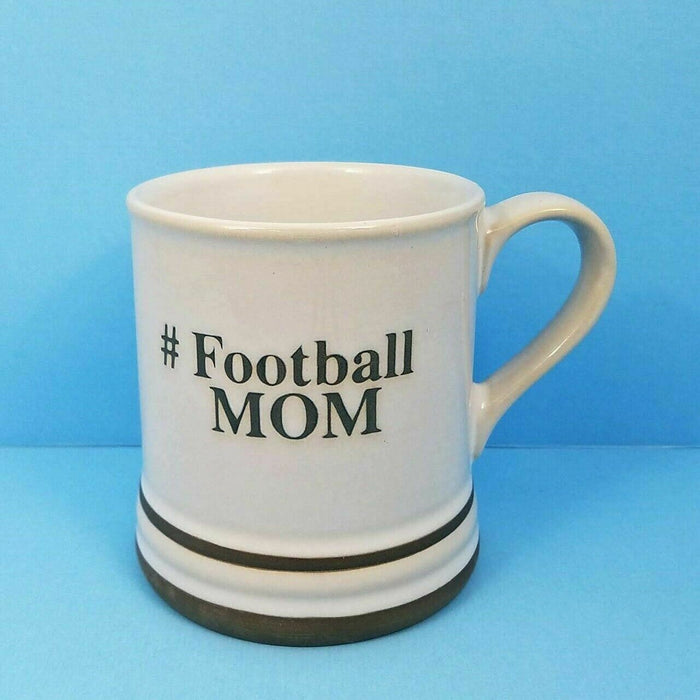 Football Mom Coffee Mug or Tea Cup by Blue Sky Ceramic White 17oz Hashtag