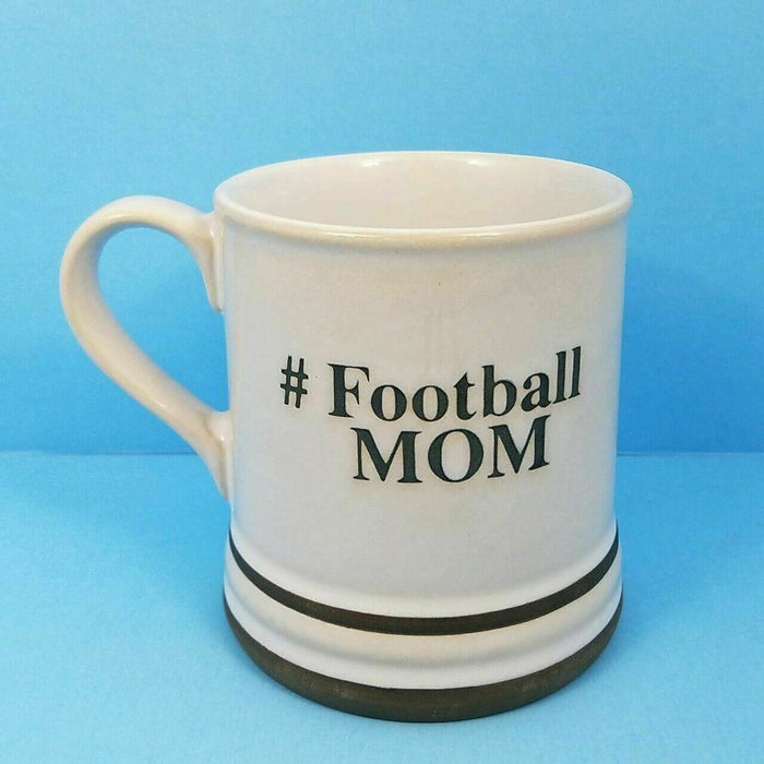 Football Mom Coffee Mug or Tea Cup by Blue Sky Ceramic White 17oz Hashtag