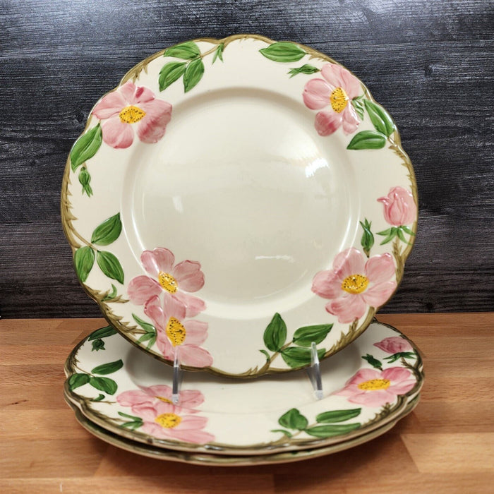 Franciscan Desert Rose 10" Dinner Plate Set of 3 Earthenware USA Half Moon Stamp