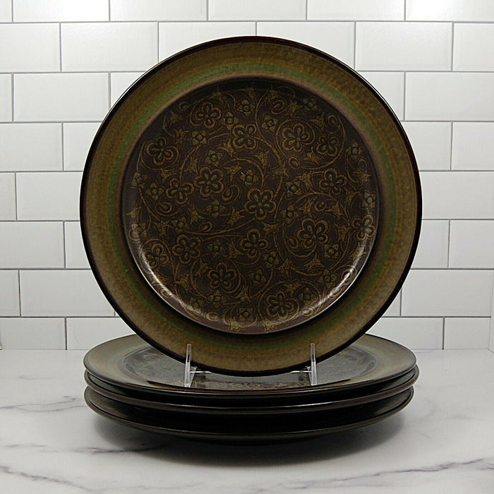 Franciscan Madeira Brown Dinner Plate Set of 4 Green Floral VTG 10 1/2" (27cm)