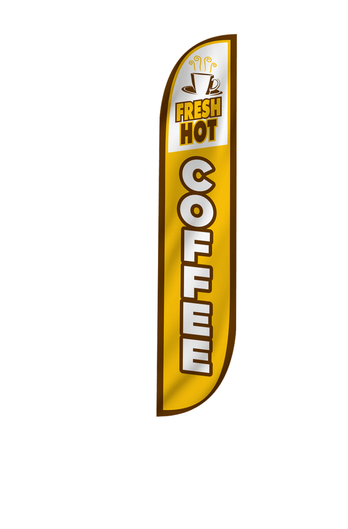 Fresh Hot Coffee Feather Flag