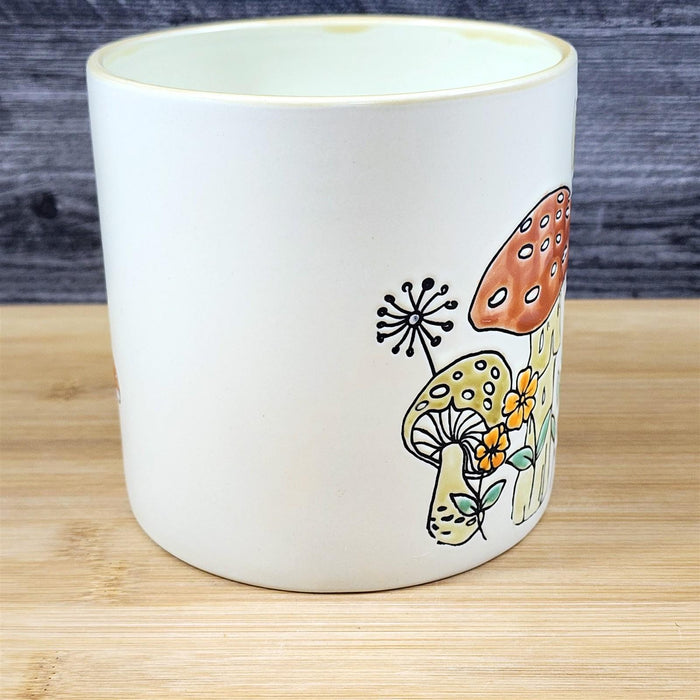 Garden Mushroom Canister Embossed Ceramic Blue Sky 5" Kitchen Utensil Holder