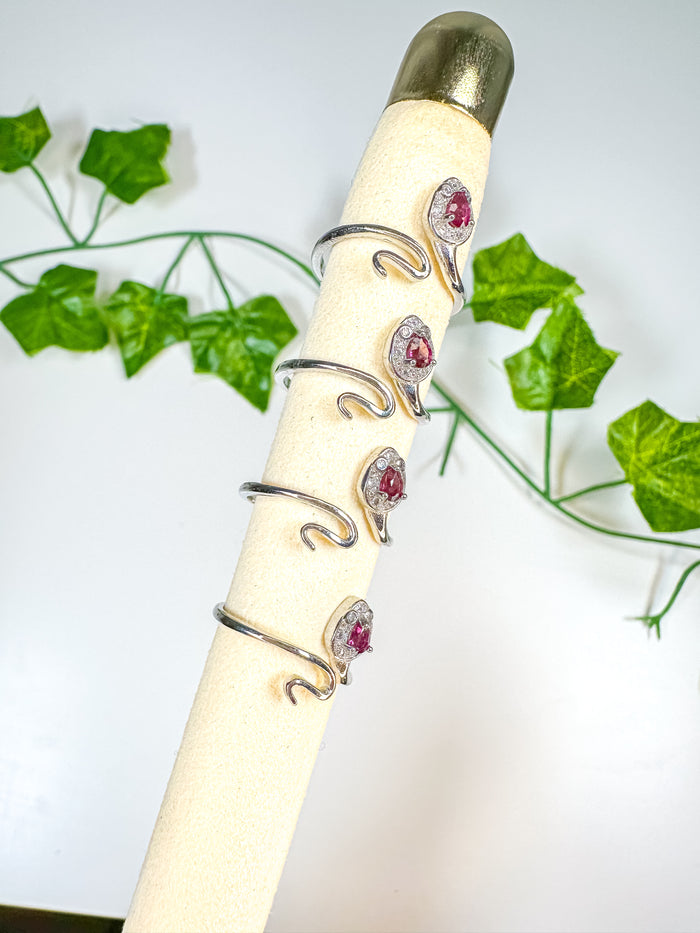 Garnet Snake Ring (adjustable)