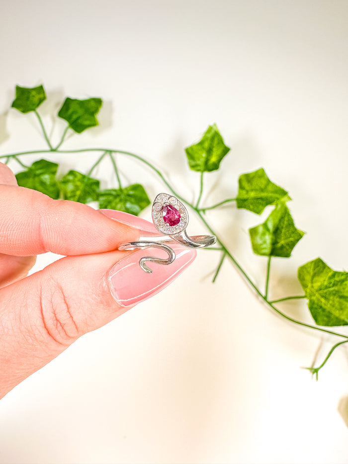 Garnet Snake Ring (adjustable)