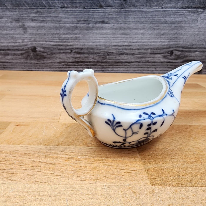 German Flow Blue Floral with Gold Trim Medical Porcelain Invalid Baby Feeder Cup