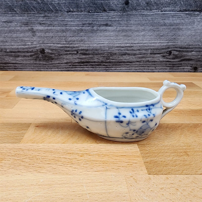 German Flow Blue Onion Design Medical Porcelain Invalid Baby Feeder Cup