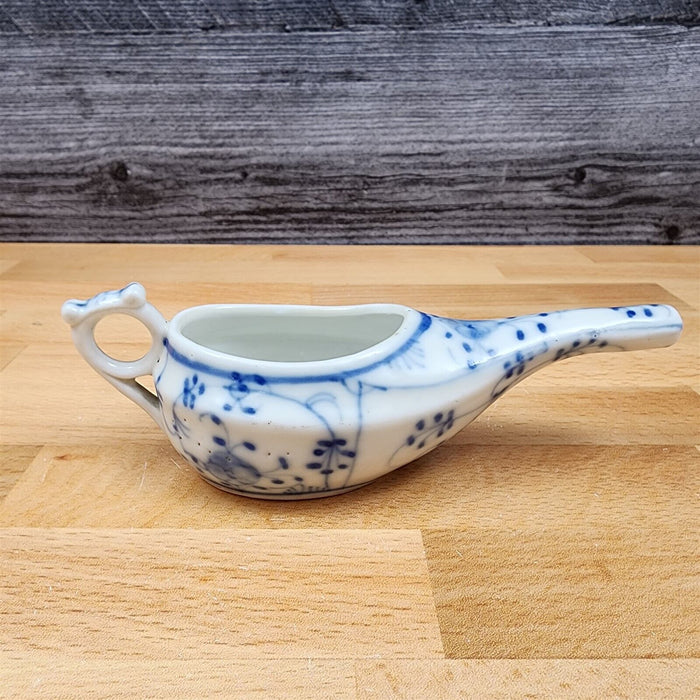 German Flow Blue Onion Design Medical Porcelain Invalid Baby Feeder Cup