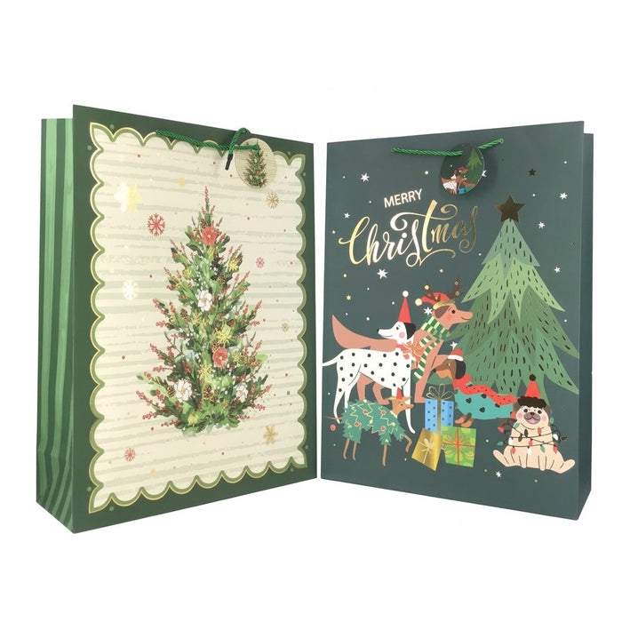 GiftRite Extra Large Christmas Gift Bags, 18" x 13" x 5", Assorted Designs, Wholesale