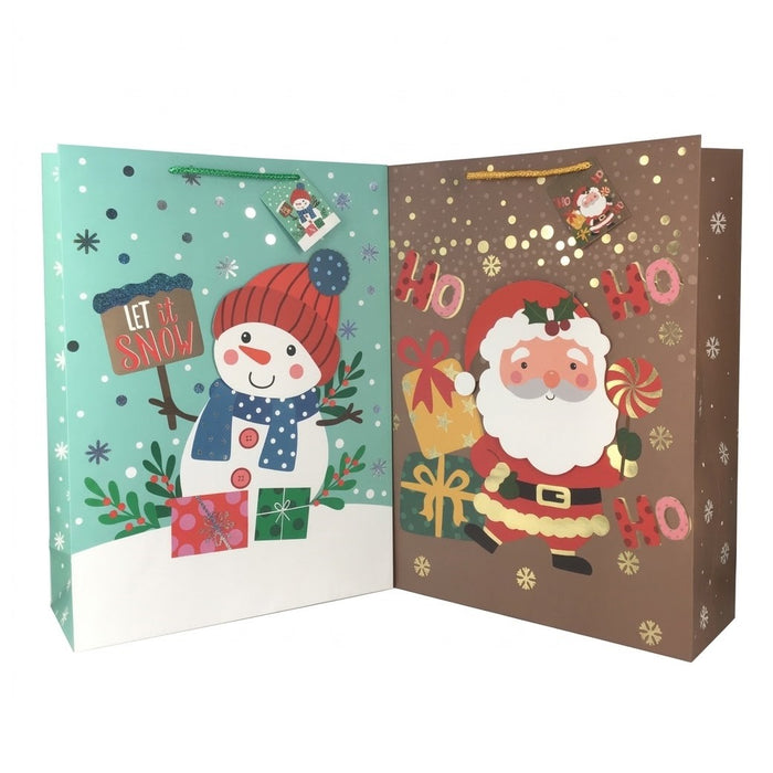 GiftRite Extra Large Christmas Gift Bags, 18" x 13" x 5", Four Assorted Designs, Wholesale